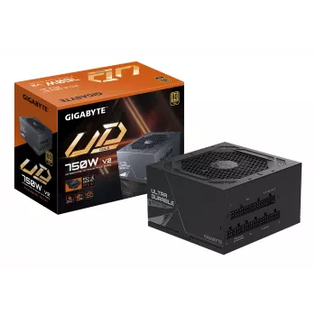 GIGABYTE UD750GM PG5 V2 maitinimo blokas – PCIe Gen 5.1, 80 PLUS Gold, pilnai modulinis, 120 mm ventiliatorius, ATX 3.1 suderinamas, EU kištukas