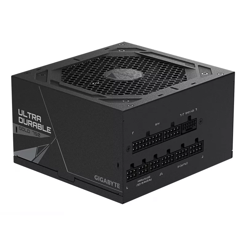 GIGABYTE UD750GM PG5 V2 maitinimo blokas – PCIe Gen 5.1, 80 PLUS Gold, pilnai modulinis, 120 mm ventiliatorius, ATX 3.1 suderinamas, EU kištukas