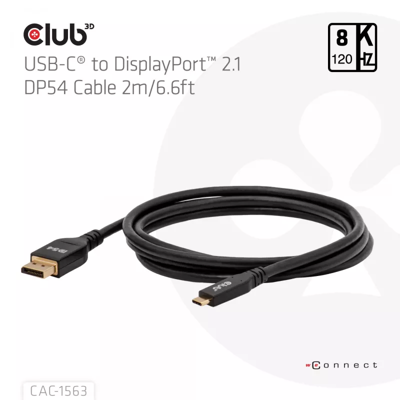 CLUB3D CAC-1563 vaizdo kabelio adapteris 2 m USB Type-C DisplayPort juodas