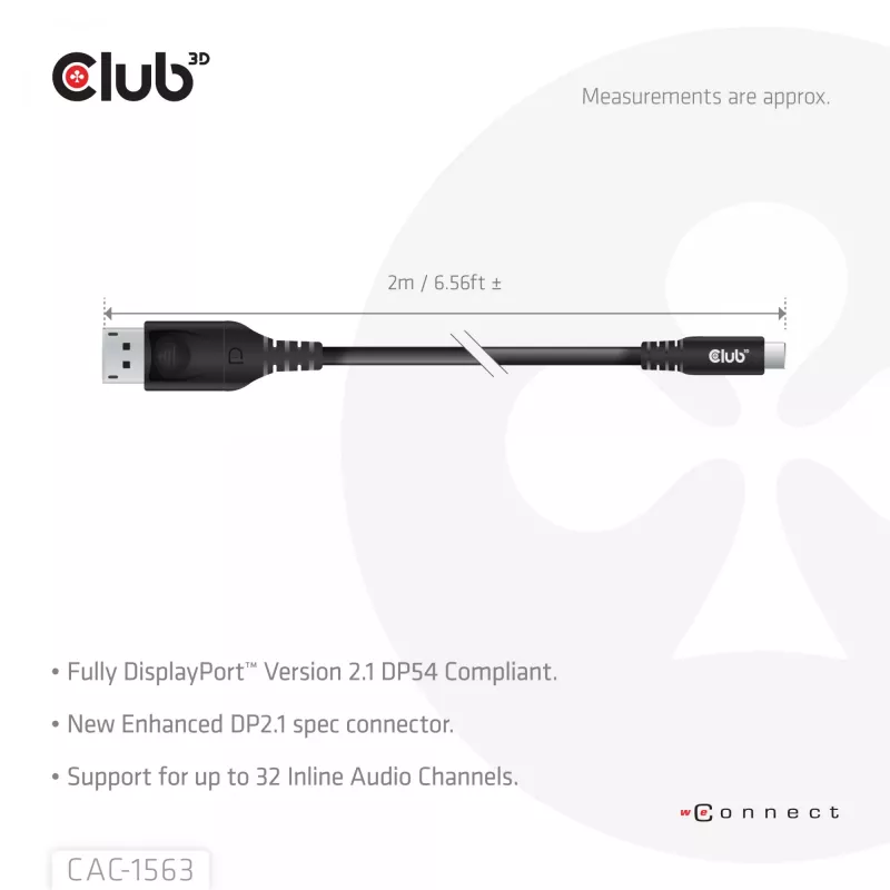 CLUB3D CAC-1563 vaizdo kabelio adapteris 2 m USB Type-C DisplayPort juodas