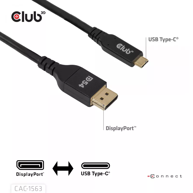 CLUB3D CAC-1563 vaizdo kabelio adapteris 2 m USB Type-C DisplayPort juodas