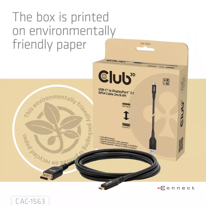 CLUB3D CAC-1563 vaizdo kabelio adapteris 2 m USB Type-C DisplayPort juodas