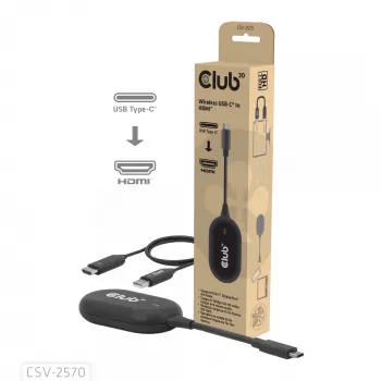 CLUB3D Wireless USB-C į HDMI AV siųstuvas-imtuvas, 1920 x 1080 pikseliai, juodas