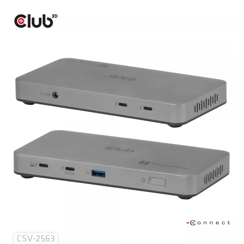 CLUB3D CSV-2563 5-1 Thunderbolt™ 5 Hub su trigubu vaizdu 5K60Hz, Thunderbolt™ Share, sertifikuotas, 180W