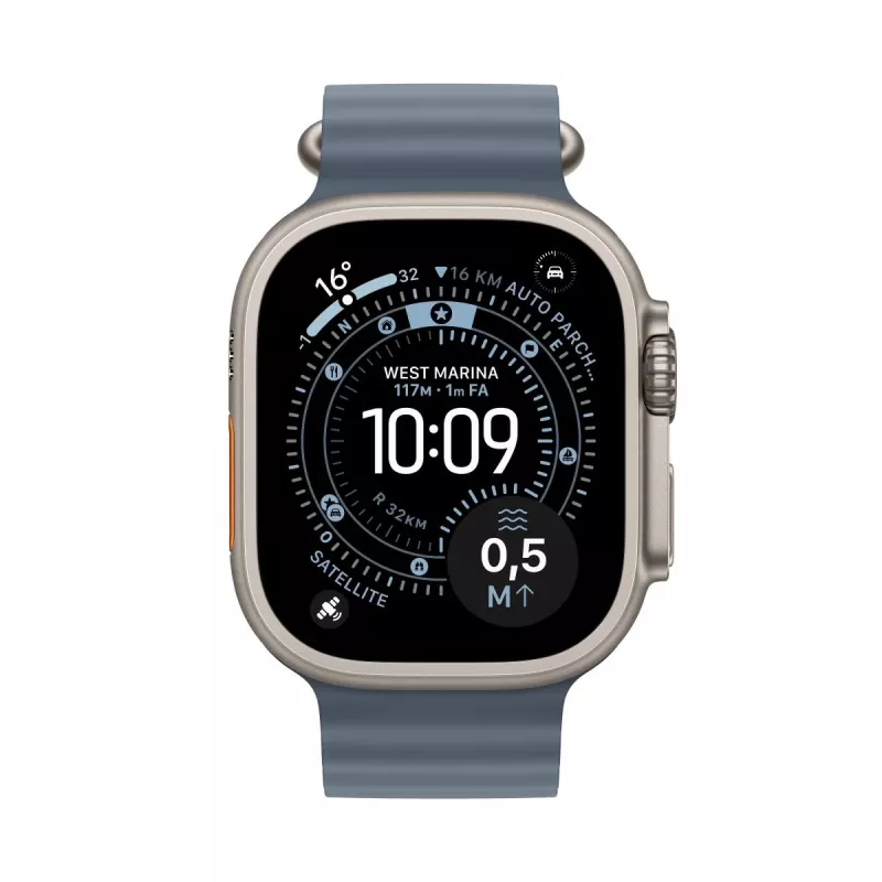 APPLE Watch Ultra 3 (2025) LTE 49mm Titanium Case su Ocean Band - Mėlyna