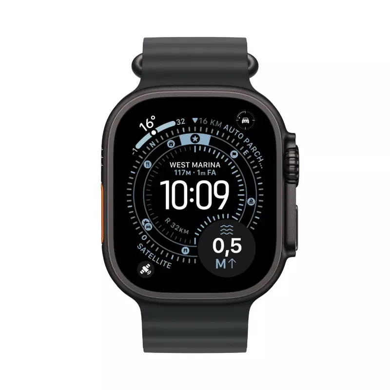 Išmanusis laikrodis Apple Watch Ultra 3 GPS + Cellular 49mm Titaninis korpusas juodas su juodu vandenyno dirželiu