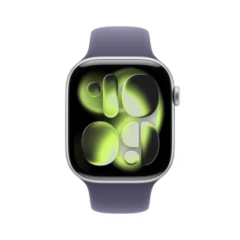 APPLE Watch Series 11 GPS 46 mm sidabrinis aliuminio korpusas su Purple Fog Sport apyranke S/M