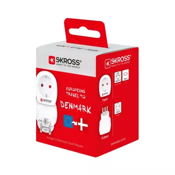 Kištukinis adapteris C tipo Europlug į Danijos K tipo lizdą Skross 1.500232-E