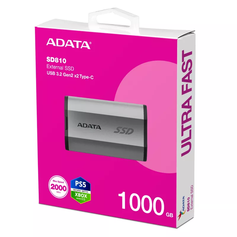 ADATA SD810 1 TB USB Type-C USB 3.2 Gen 2x2 juodas, sidabrinis