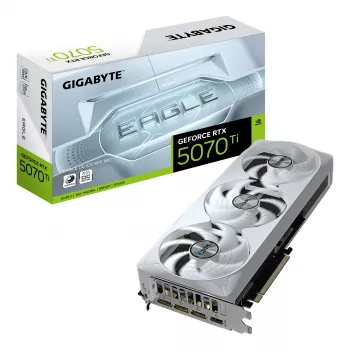 GIGABYTE GeForce RTX 5070 Ti EAGLE OC ICE SFF 16G vaizdo plokštė - 16 GB GDDR7, 256 bit, PCI-E 5.0, 2542 MHz branduolio dažnis, 3x DP 2.1a, 1x HDMI 2.1b, NVIDIA DLSS 4, GV-N507TEAGLEOC ICE-16GD