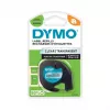 DYMO LetraTag plastikinės etiketės | 12 mm x 4 m rulonas | Juodas tekstas ant skaidraus fono | Universalios lipnios etiketės, skirtos LetraTag etikečių spausdintuvams