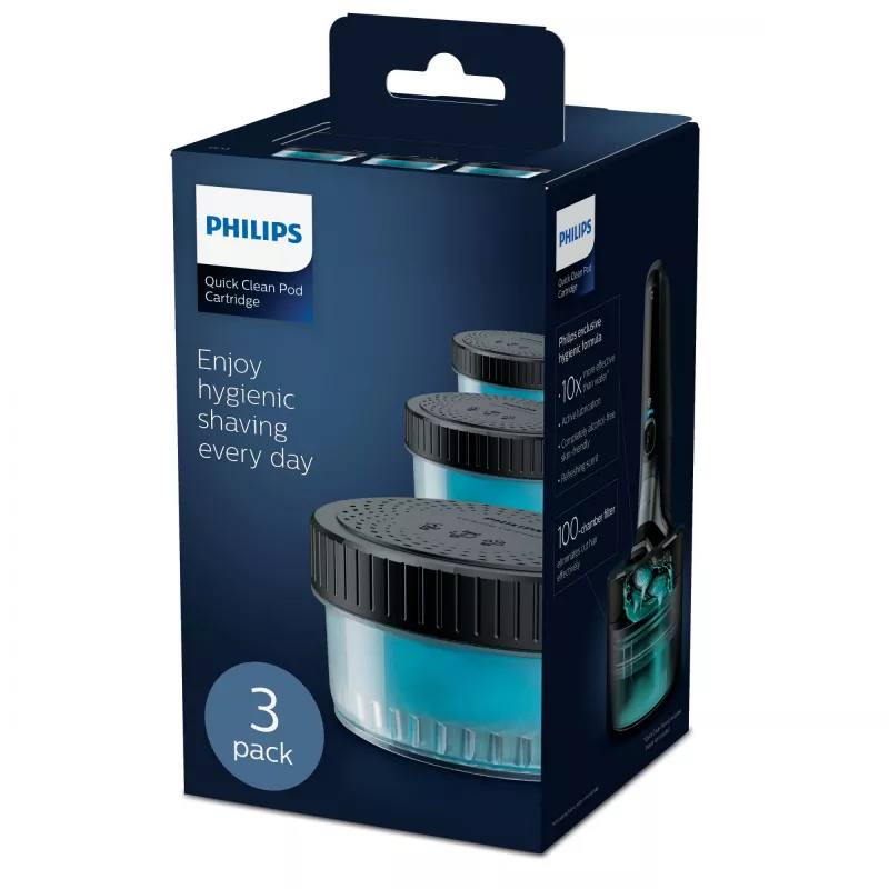 Philips Quick Clean Pod kasetė CC13/50 3 vnt. valymo kasetės elektrinių skustuvų galvutėms