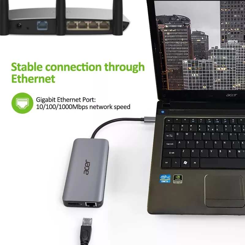 Acer 12v1 Type C Dongle sidabrinis