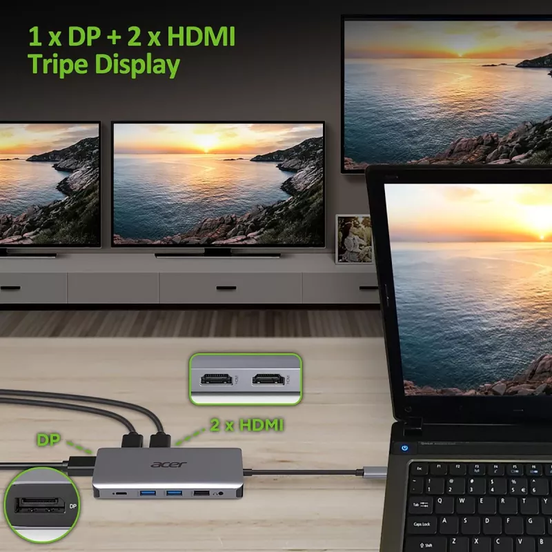 Acer 12v1 Type C Dongle sidabrinis