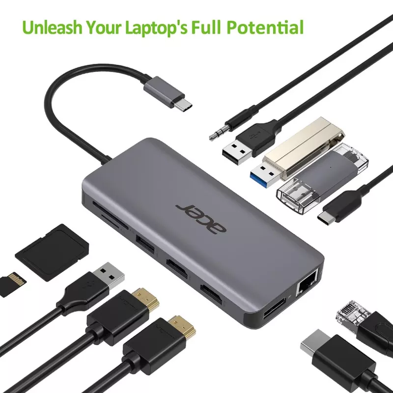 Acer 12v1 Type C Dongle sidabrinis