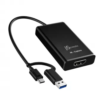 j5create JVA11-N 4K HDMI™ fiksavimo adapteris, juodas, USB 3.2 Gen 1 (3.1 Gen 1), 3840 x 2160 pikselių, aliuminis, 0.19 m, Taivanas