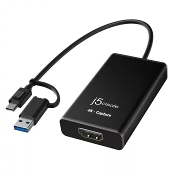 j5create JVA11-N 4K HDMI™ fiksavimo adapteris, juodas, USB 3.2 Gen 1 (3.1 Gen 1), 3840 x 2160 pikselių, aliuminis, 0.19 m, Taivanas