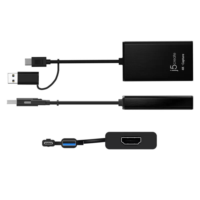 j5create JVA11-N 4K HDMI™ fiksavimo adapteris, juodas, USB 3.2 Gen 1 (3.1 Gen 1), 3840 x 2160 pikselių, aliuminis, 0.19 m, Taivanas