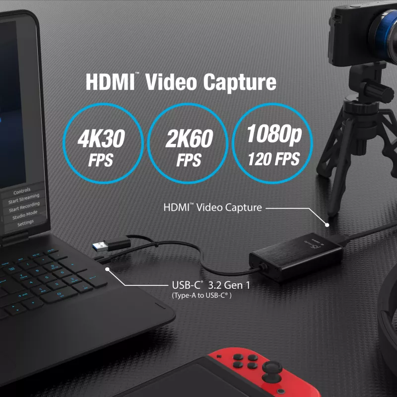 j5create JVA11-N 4K HDMI™ fiksavimo adapteris, juodas, USB 3.2 Gen 1 (3.1 Gen 1), 3840 x 2160 pikselių, aliuminis, 0.19 m, Taivanas