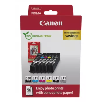 Canon PGI-530/CLI-531 PVP rašalo kasetės 6 vnt. Original Black, Cyan, Grey, Magenta, Photo black, Yellow