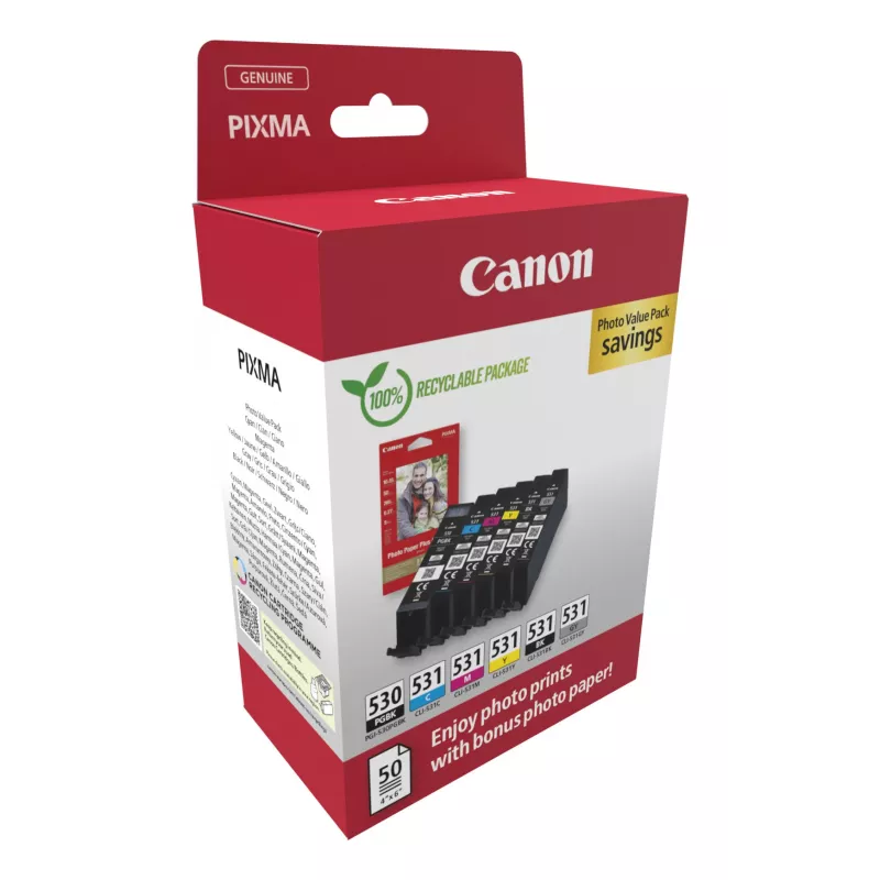 Canon PGI-530/CLI-531 PVP rašalo kasetės 6 vnt. Original Black, Cyan, Grey, Magenta, Photo black, Yellow