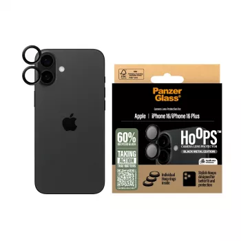 PanzerGlass ® Hoops® fotoaparato objektyvo apsauga juoda iPhone 16 | 16 Plus