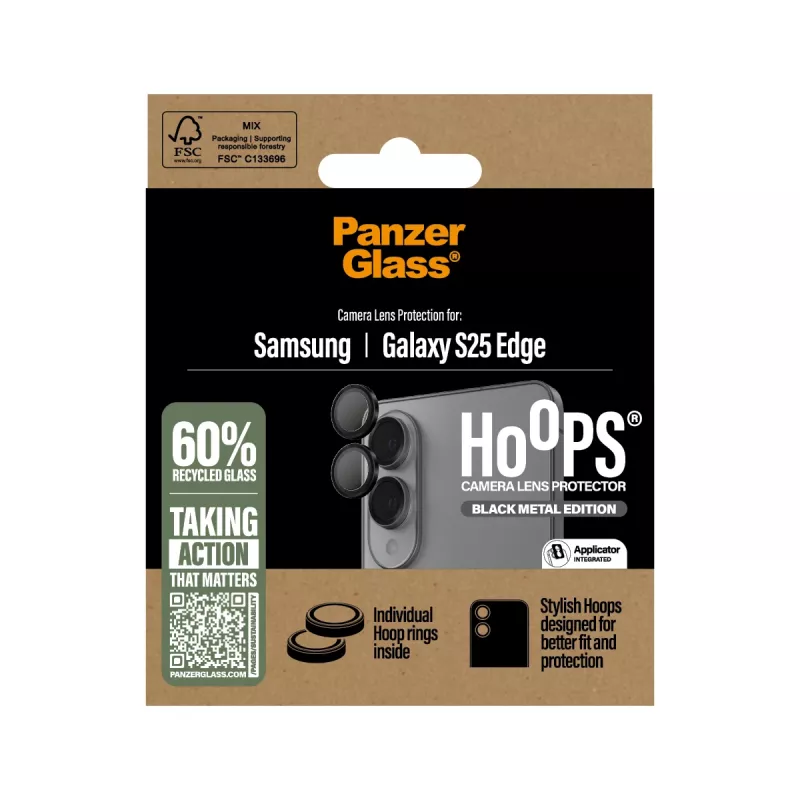PanzerGlass ® Hoops® apsauginis objektyvo stikliukas juodas Samsung S25 Edge