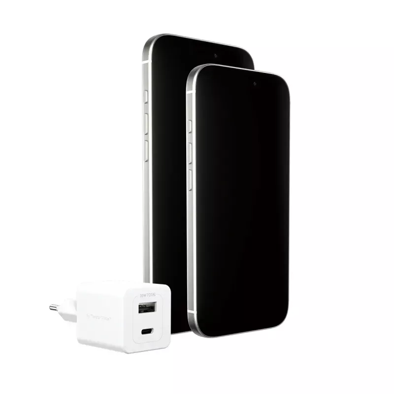 PanzerGlass empower™ by ® Turbo 35W įkroviklis su USB-C + USB-A | EU kištukas | Sidabrinė balta