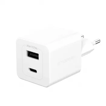 PanzerGlass empower™ by ® Turbo 35W įkroviklis su USB-C + USB-A | EU kištukas | Sidabrinė balta