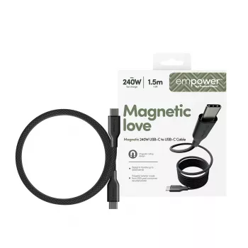 PanzerGlass empower™ by ® Magnetic 240W USB-C į USB-C laidas | USB 2.0 | 1,5 m | Space Black