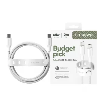 PanzerGlass empower™ by ® Racing USB-C į USB-C laidas, 60 W, USB 2.0, 2 m, sidabriškai baltas
