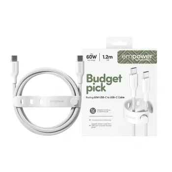 PanzerGlass empower™ by ® Racing USB-C į USB-C laidas 60W | USB 2.0 | 1,2 m | Sidabrinė balta