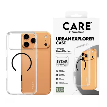 PanzerGlass CARE™ by ® Urban Explorer Case Transparent w. Black MagSafe iPhone 17 Pro Max
