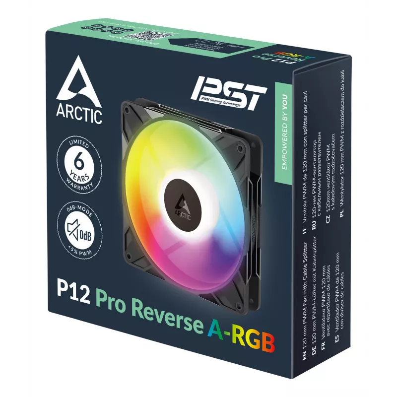 ARCTIC Freezer P12 Pro Reverse A-RGB 120 mm A-RGB - PWM ventiliatorius su kabelio dalikliu