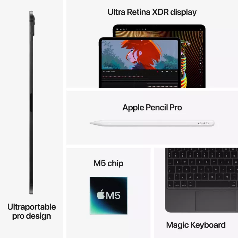APPLE iPad Pro M5 - 13 colių - Wi-Fi + Cellular - 256 GB - Standartinis stiklas - Sidabrinis