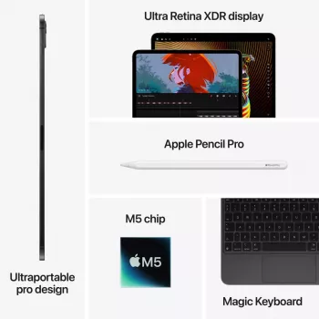 Planšetinis kompiuteris APPLE iPad Pro M5 - 13 colių - Wi-Fi - 512 GB - Standartinis stiklas - Sidabrinis