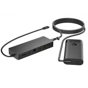 USB-C stotelė ir nešiojamojo kompiuterio įkroviklis HP 9H0H9AA#ABB kompaktiškas dizainas, universali jungtis