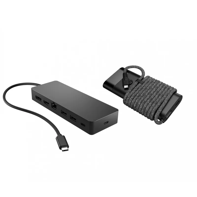 USB-C stotelė ir nešiojamojo kompiuterio įkroviklis HP 9H0H9AA#ABB kompaktiškas dizainas, universali jungtis