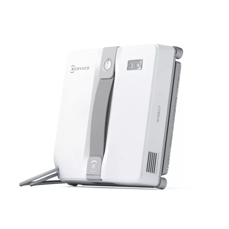 Langų valiklis Ecovacs WINBOT MINI – siurbimas, baterija Li‑Ion, min langas 22×25 cm, 1,3 kg, 215×215×55 mm, pilka/balta