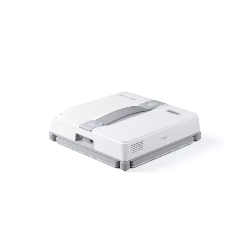 Langų valiklis Ecovacs WINBOT MINI – siurbimas, baterija Li‑Ion, min langas 22×25 cm, 1,3 kg, 215×215×55 mm, pilka/balta