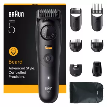 Braun BeardTrimmer 5 BT5560 barzdos kirpimo mašinėlė, baterija, 40 lygių, 2 cm, šlapiam ir sausam naudojimui, juoda