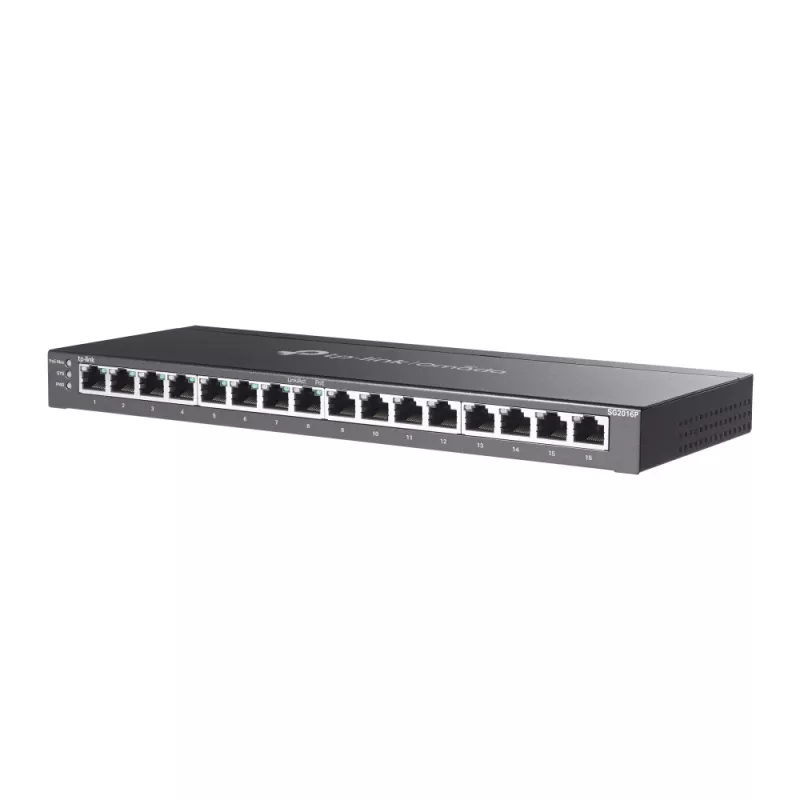 TP-Link Omada 16 prievadų Gigabit valdomas jungiklis su 8 PoE+ prievadais, L2/L2+, 19 inch stelažui