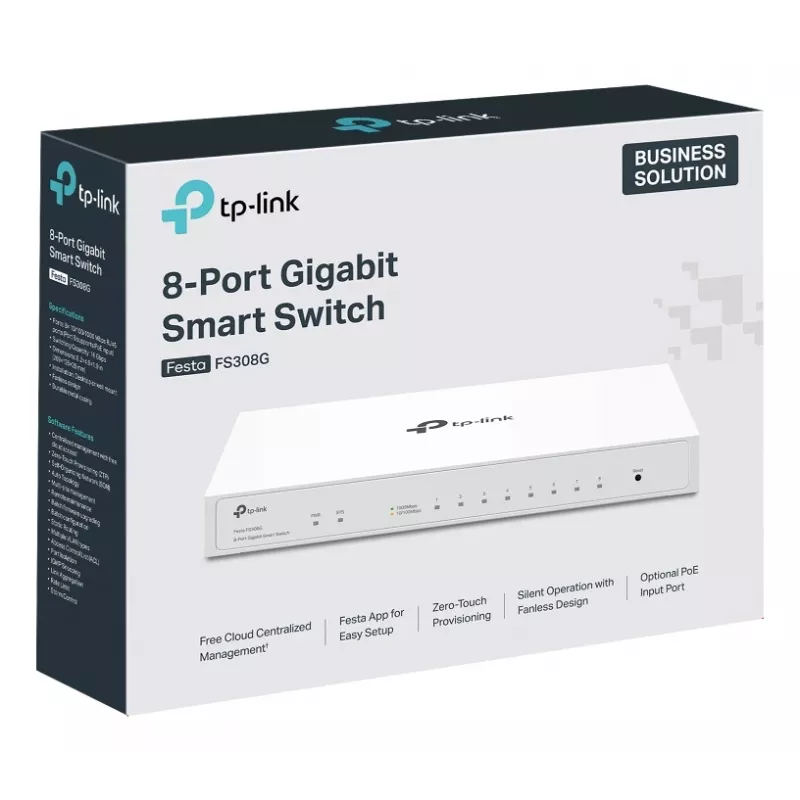 TP-Link Festa FS308G valdomas L2/L2+ Gigabit Ethernet (10/100/1000) maitinimas per Ethernet (PoE) baltas