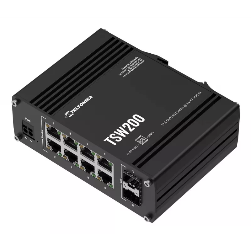 TELTONIKA TSW200 Pramoninis nevaldomas PoE+ Gigabit Ethernet jungiklis
