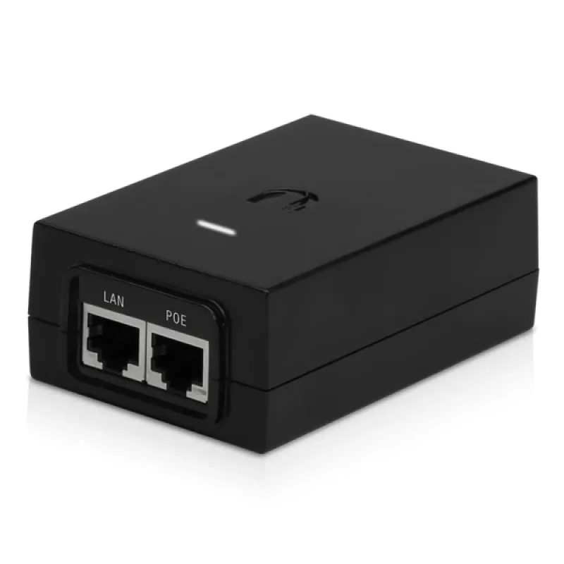 PoE adapteris UBIQUITI POE-24-24W — 24 V PoE, 2 × RJ-45 Fast Ethernet prievadai, 88×57×33 mm