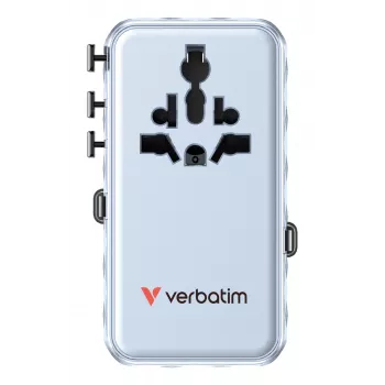 Verbatim Charge 'n' Travel 70W 2C įtraukiamas universalus kelioninis adapteris mėlynas