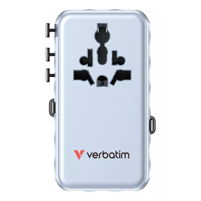 Verbatim Charge 'n' Travel 70W 2C įtraukiamas universalus kelioninis adapteris mėlynas