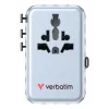 Verbatim Charge 'n' Travel 100W Universalus kelioninis adapteris su įtraukiamu USB-C laidu, mėlynas