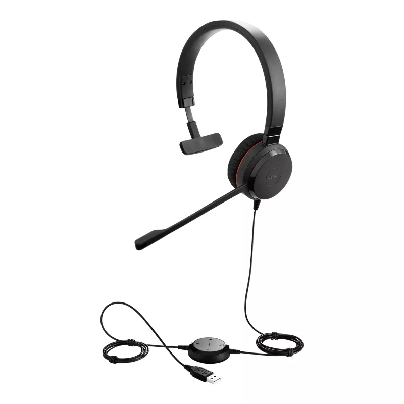 Jabra EVOLVE 30 II UC Mono, laidinė ausinė, 150–7000 Hz, biurui / skambučių centrui, 142 g, juoda