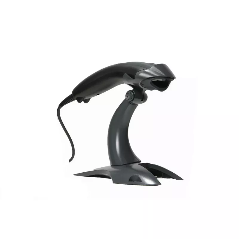 HONEYWELL brūkšninių kodų skaitytuvas Voyager 1200g USB rinkinys – juodas skaitytuvas 1200g, kietas stovas, suvyniotas USB A tipo kabelis 3 m